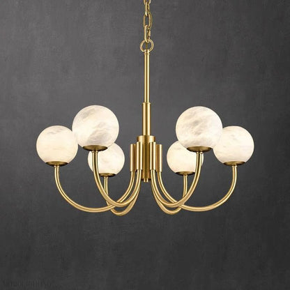 Alabaster Modern Brass Chandelier-Nobipets
