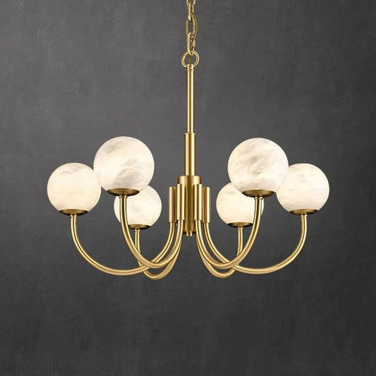 Alabaster Modern Brass Chandelier-Nobipets