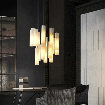 Alabaster Modern Cylindrical Round Chandelier 79"H-Nobipets