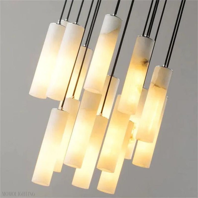 Alabaster Modern Cylindrical Round Chandelier 79"H-Nobipets