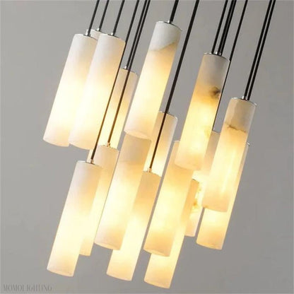 Alabaster Modern Cylindrical Round Chandelier 79"H-Nobipets