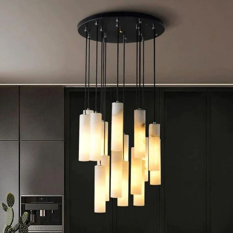 Alabaster Modern Cylindrical Round Chandelier 79"H-Nobipets