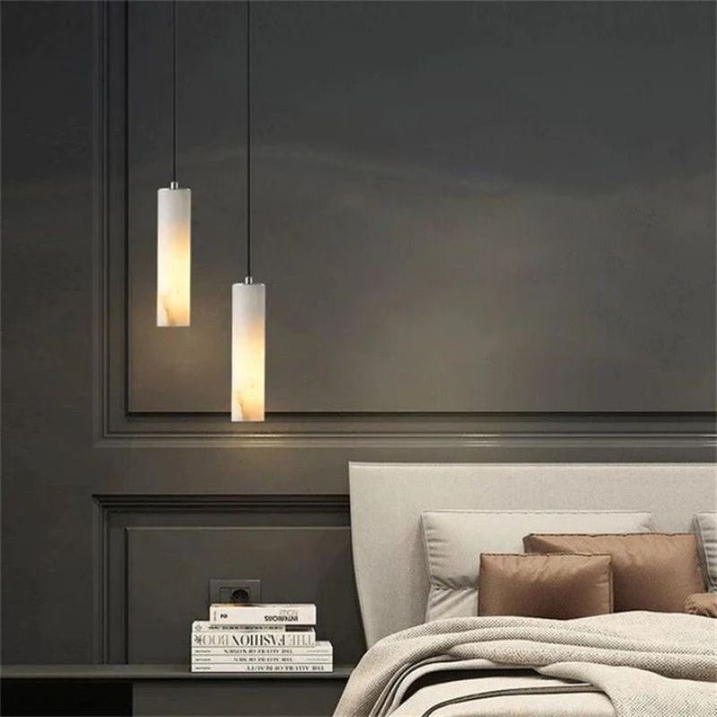 Alabaster Modern Cylindrical Round Chandelier-Nobipets