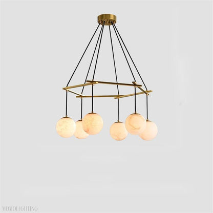 Alabaster Modern Round Ball Chandelier-Nobipets