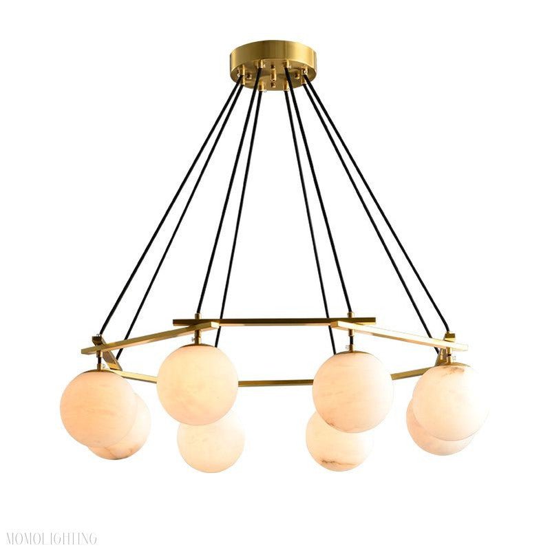 Alabaster Modern Round Ball Chandelier-Nobipets