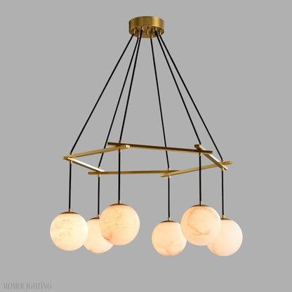Alabaster Modern Round Ball Chandelier-Nobipets