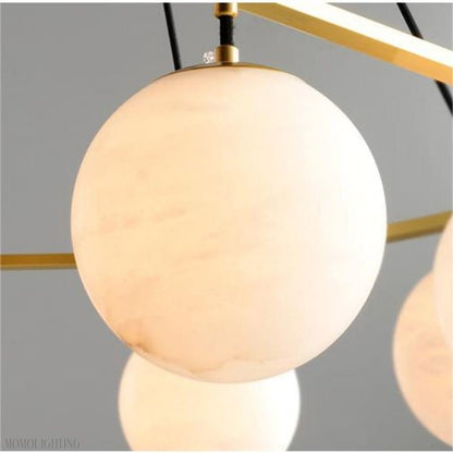 Alabaster Modern Round Ball Chandelier-Nobipets