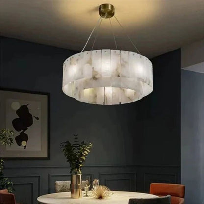 Alabaster Modern Round Chandelier-Nobipets