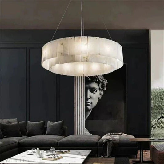 Alabaster Modern Round Chandelier-Nobipets