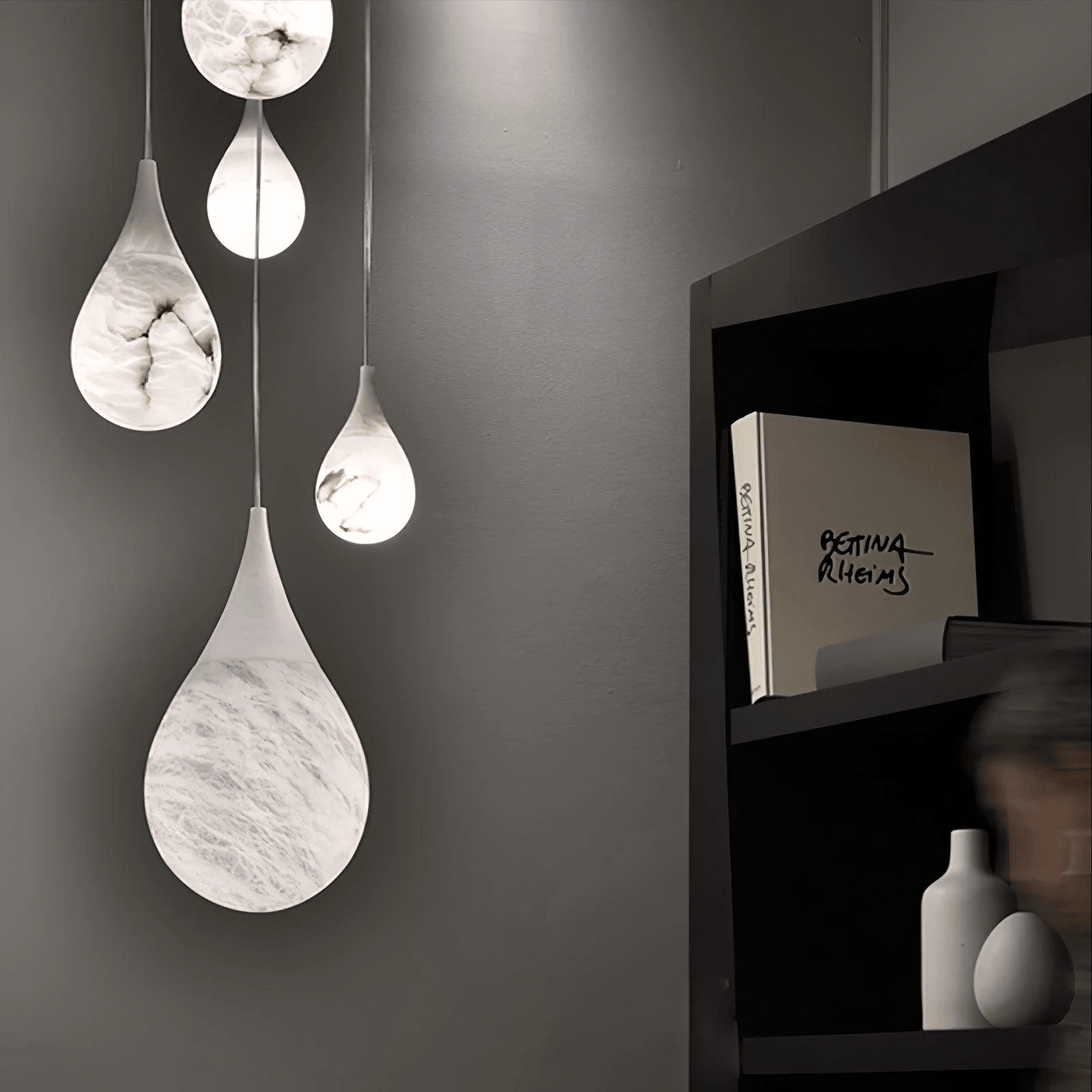 Alabaster Raindrop Pendant Lighting, Dining Table Pendant