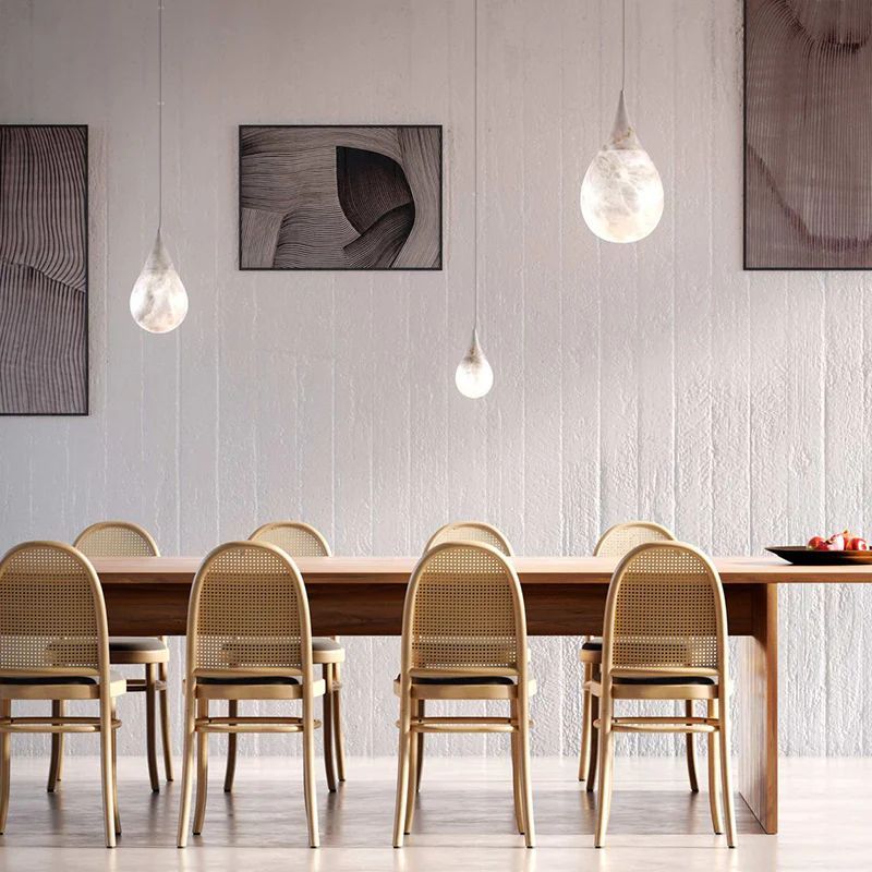 Alabaster Raindrop Pendant Lighting, Dining Table Pendant