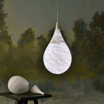 Alabaster Raindrop Pendant Lighting, Dining Table Pendant