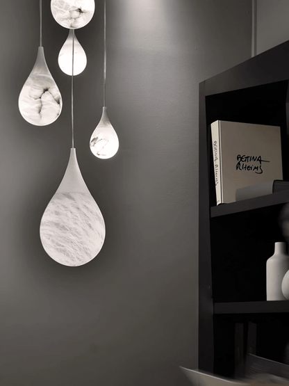 Alabaster Raindrop Pendant Lighting, Dining Table Pendant