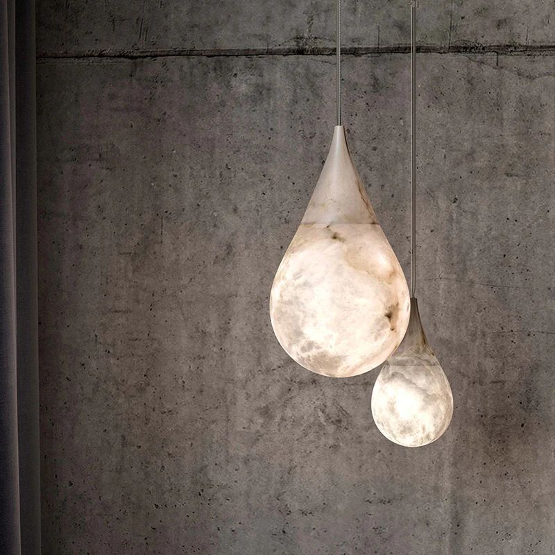 Alabaster Raindrop Pendant Lighting, Dining Table Pendant