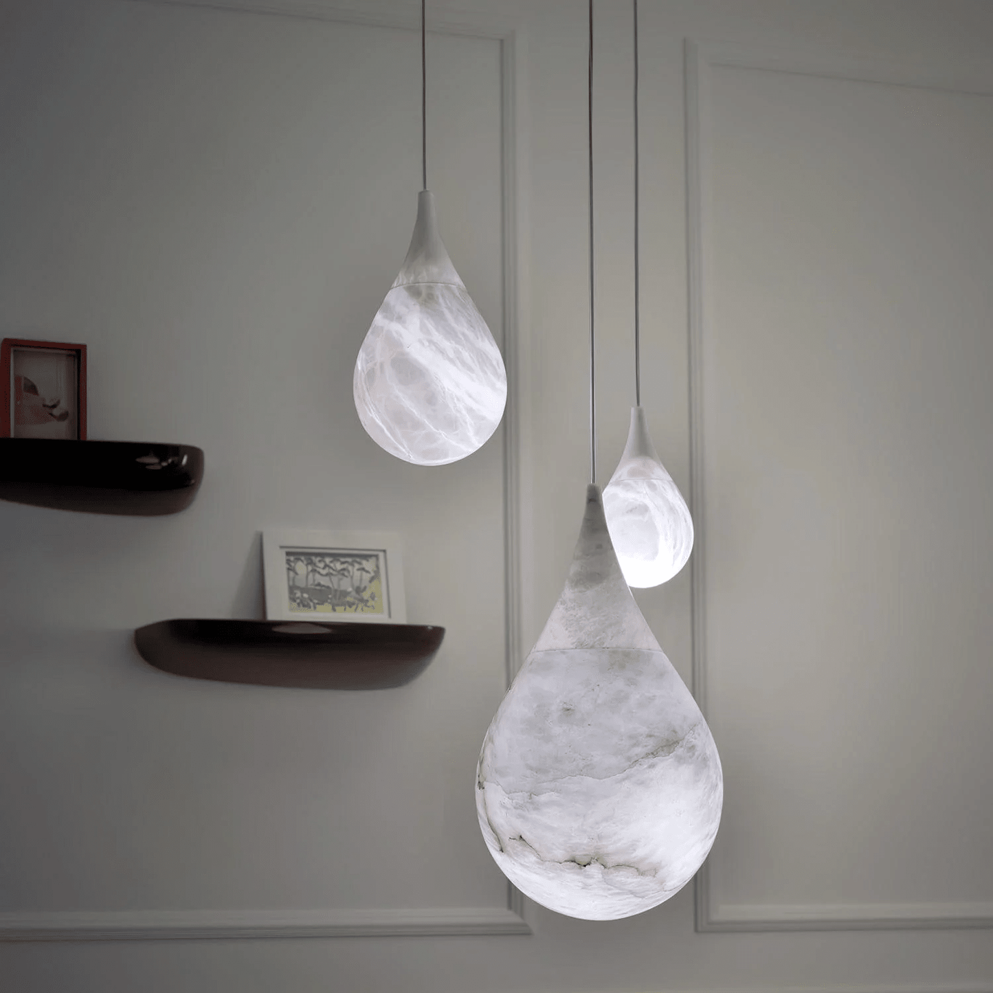 Alabaster Raindrop Pendant Lighting, Dining Table Pendant