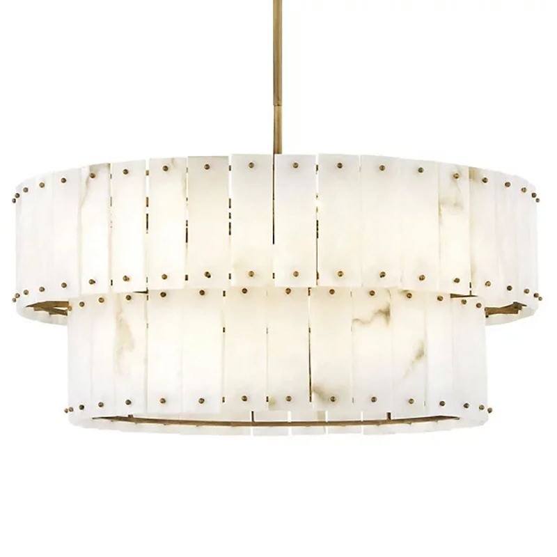 Alabaster Rancho 2-Tier Round Chandelier (34.25"D )-Nobipets