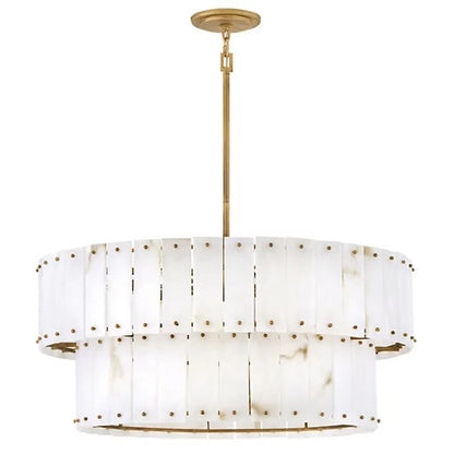 Alabaster Rancho 2-Tier Round Chandelier (34.25"D )-Nobipets