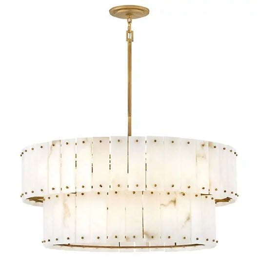 Alabaster Rancho 2-Tier Round Chandelier (34.25"D )-Nobipets