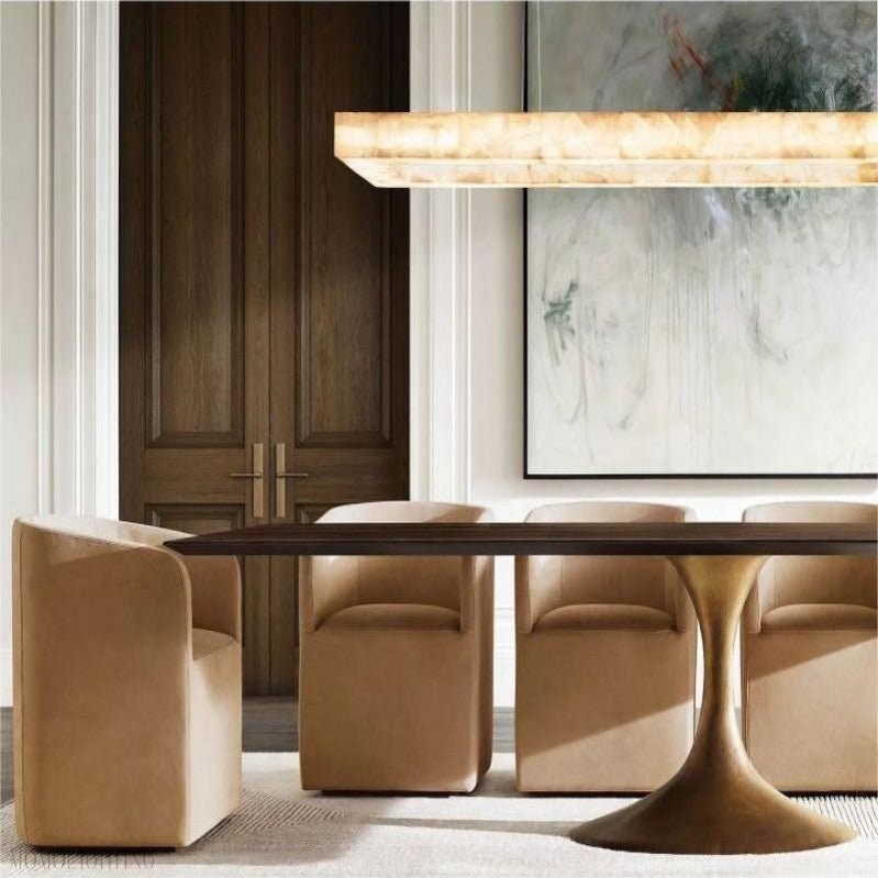 Alabaster Riven Rectangular Chandelier 54"-Nobipets