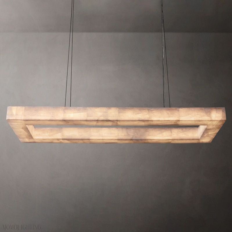 Alabaster Riven Rectangular Chandelier 54"-Nobipets