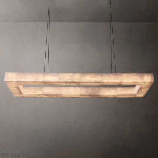 Alabaster Riven Rectangular Chandelier 54"-Nobipets