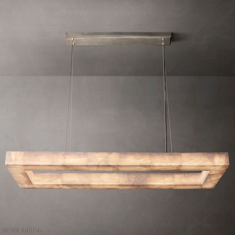 Alabaster Riven Rectangular Chandelier 54"-Nobipets