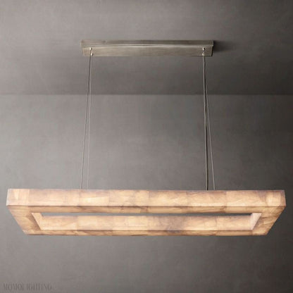 Alabaster Riven Rectangular Chandelier 54"-Nobipets