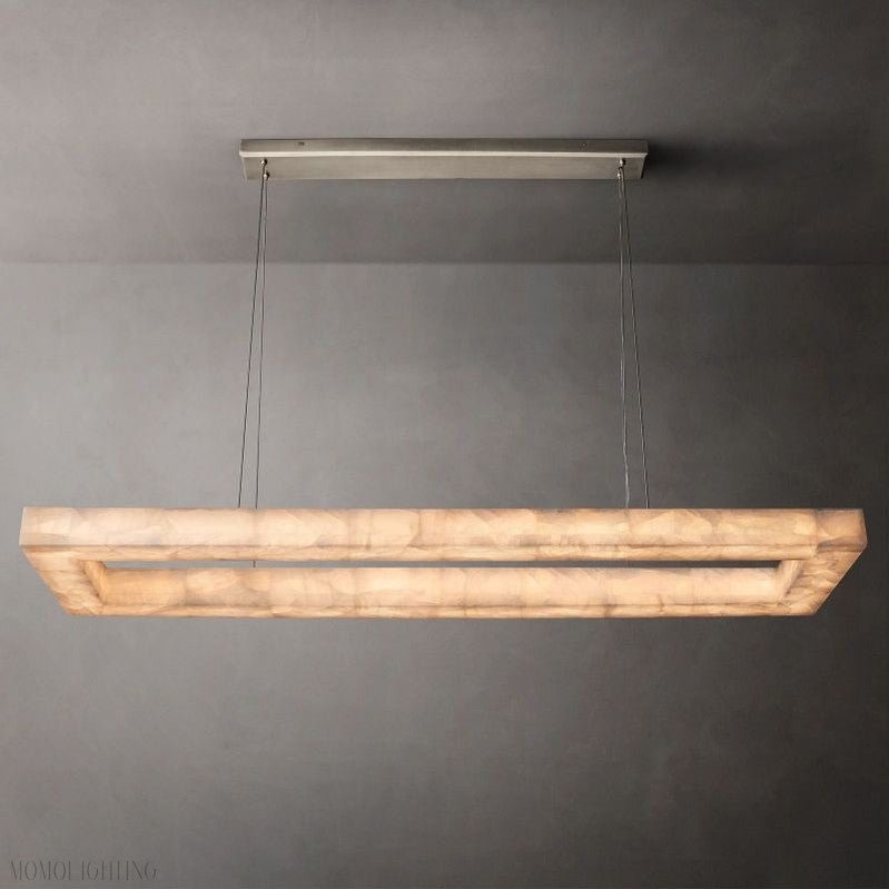 Alabaster Riven Rectangular Chandelier 72"-Nobipets