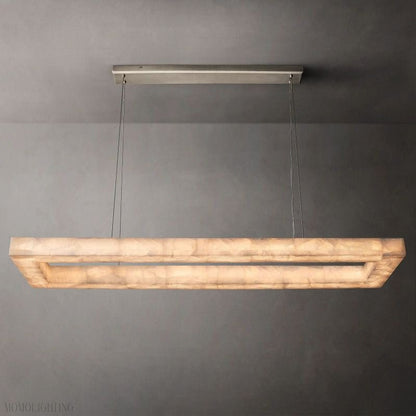 Alabaster Riven Rectangular Chandelier 72"-Nobipets