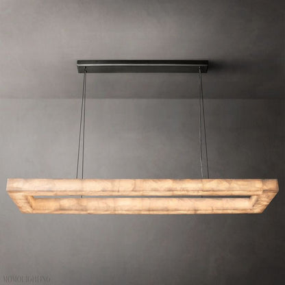 Alabaster Riven Rectangular Chandelier 72"-Nobipets