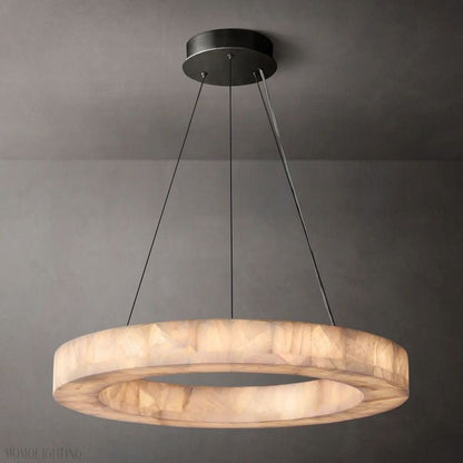 Alabaster Riven Round Chandelier 31"-Nobipets