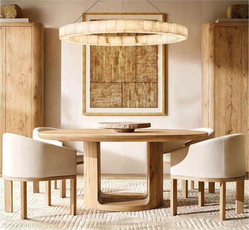 Alabaster Riven Round Chandelier 31"-Nobipets