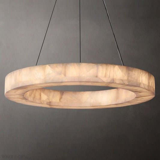 Alabaster Riven Round Chandelier 31"-Nobipets