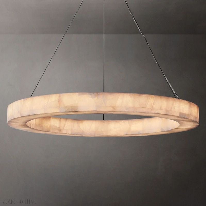Alabaster Riven Round Chandelier 40"-Nobipets