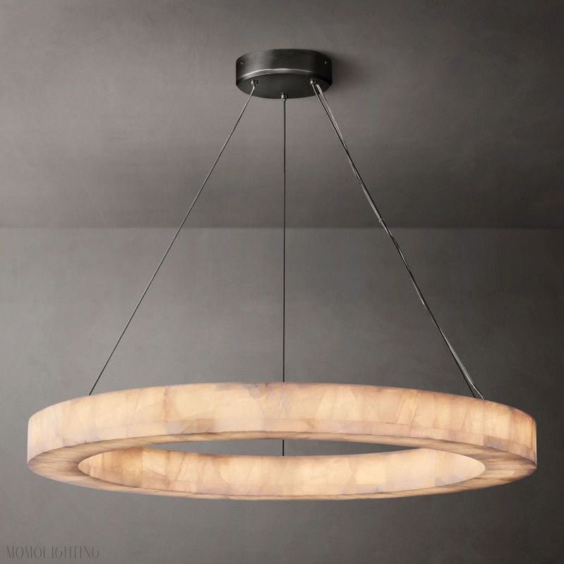 Alabaster Riven Round Chandelier 40"-Nobipets