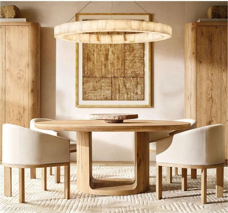 Alabaster Riven Round Chandelier 40"-Nobipets