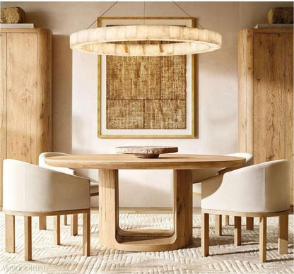 Alabaster Riven Round Chandelier 40"-Nobipets