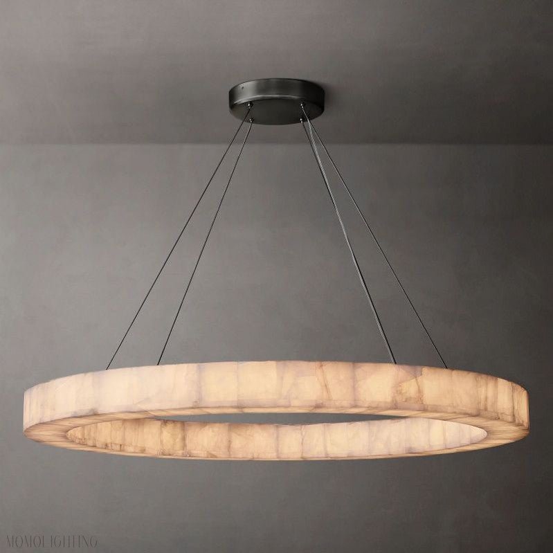 Alabaster Riven Round Chandelier 60"-Nobipets