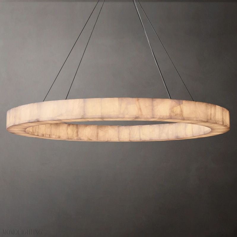 Alabaster Riven Round Chandelier 60"-Nobipets