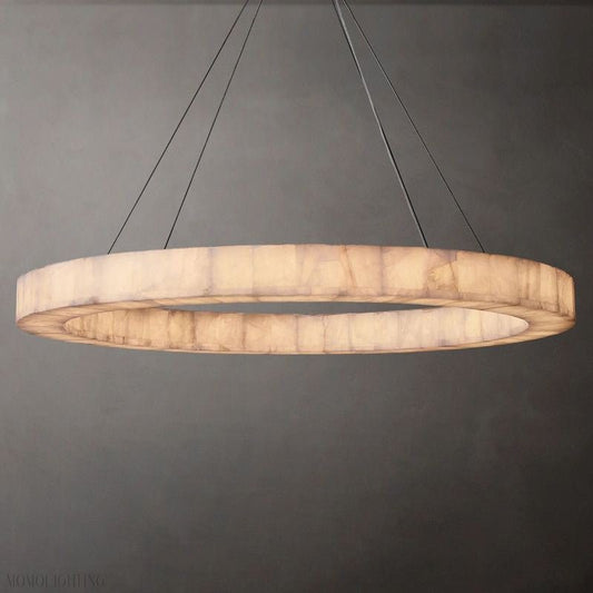 Alabaster Riven Round Chandelier 60"-Nobipets