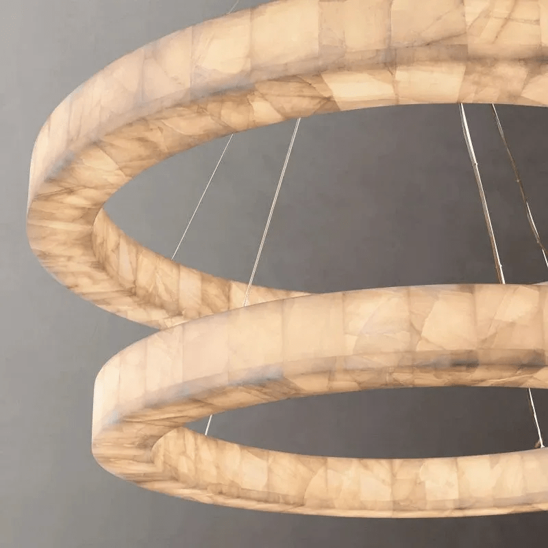 Alabaster Riven Two-Tier Round Chandelier 60"-Nobipets