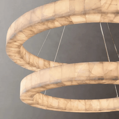 Alabaster Riven Two-Tier Round Chandelier 60"-Nobipets