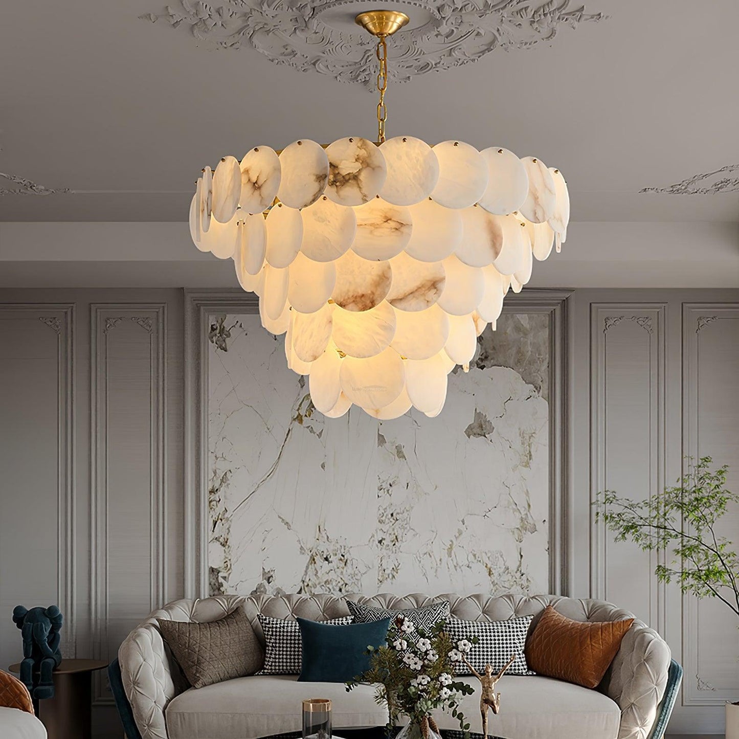 Alabaster Shell Brass Chandelier with 2/3/4/5/6 layer-Nobipets
