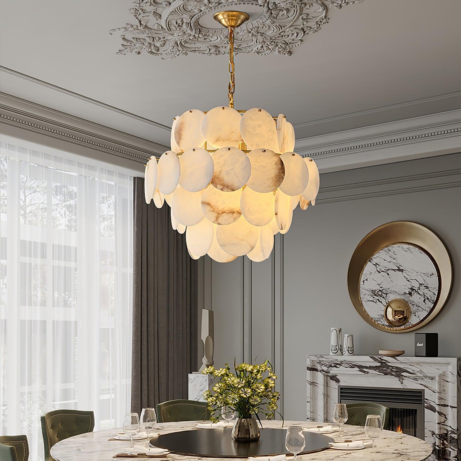Alabaster Shell Brass Chandelier with 2/3/4/5/6 layer-Nobipets