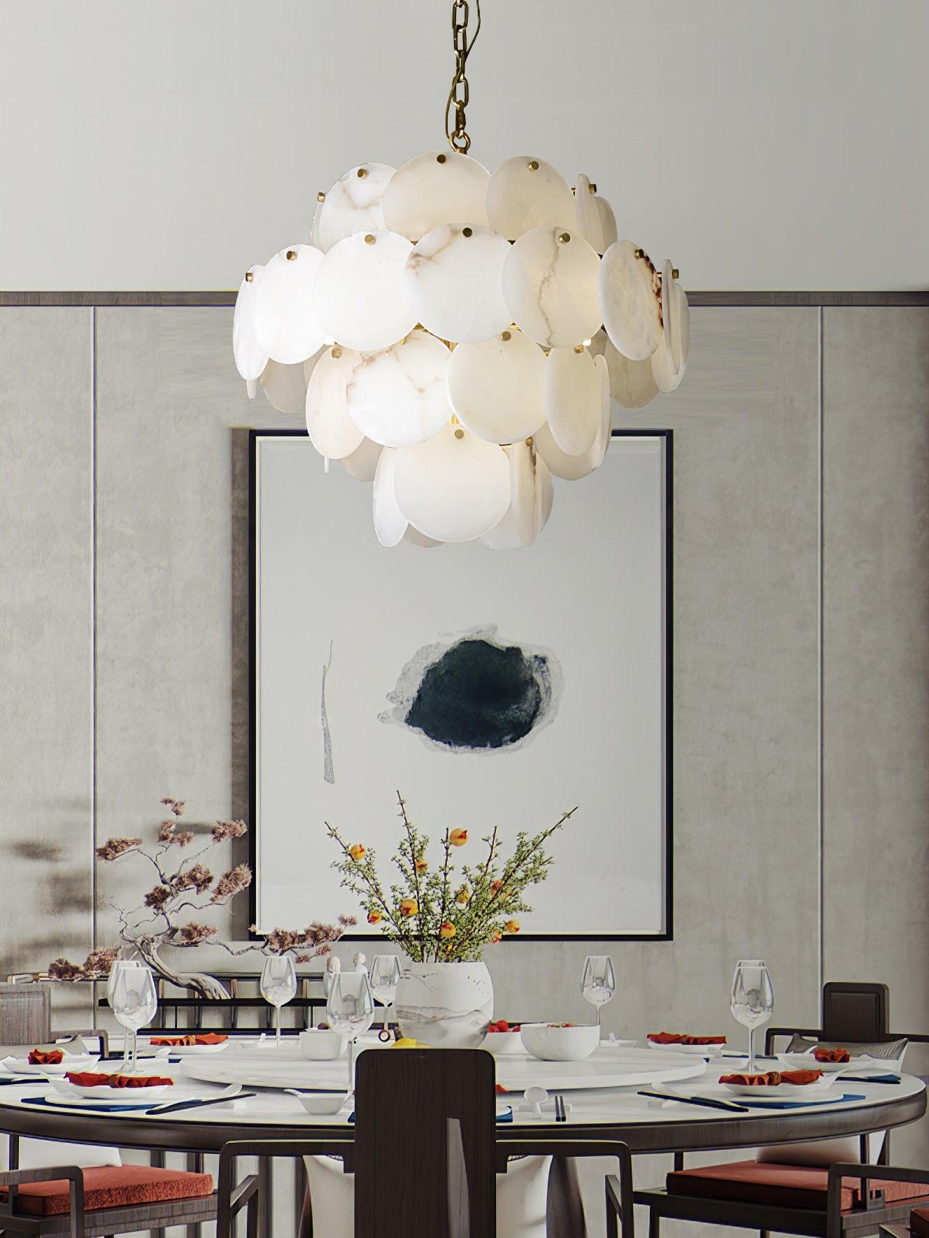 Alabaster Shell Brass Chandelier with 2/3/4/5/6 layer-Nobipets