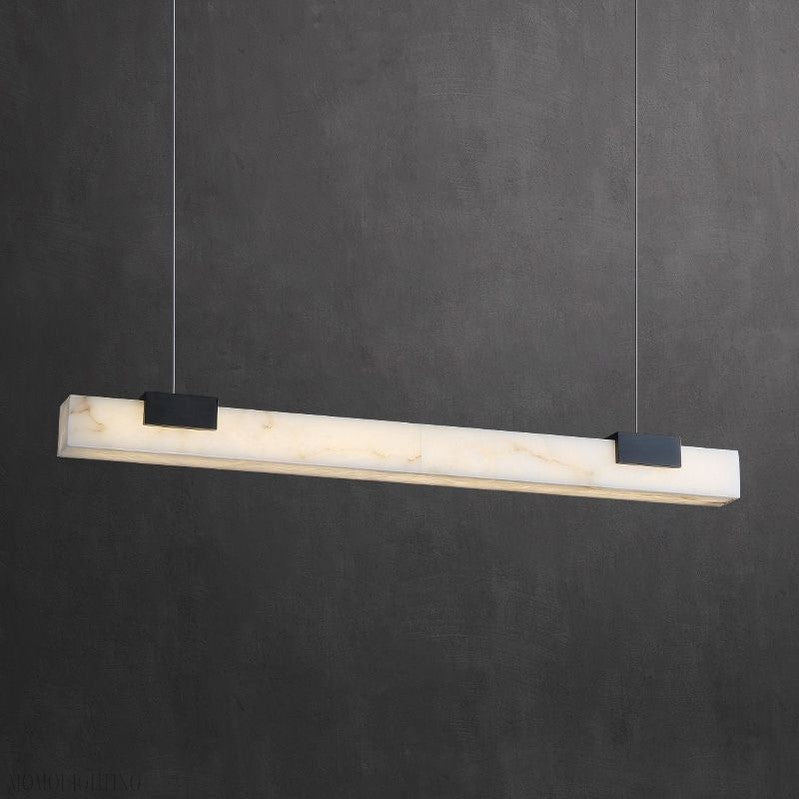 Alabaster Square Pillar Dining Chandelier-Nobipets
