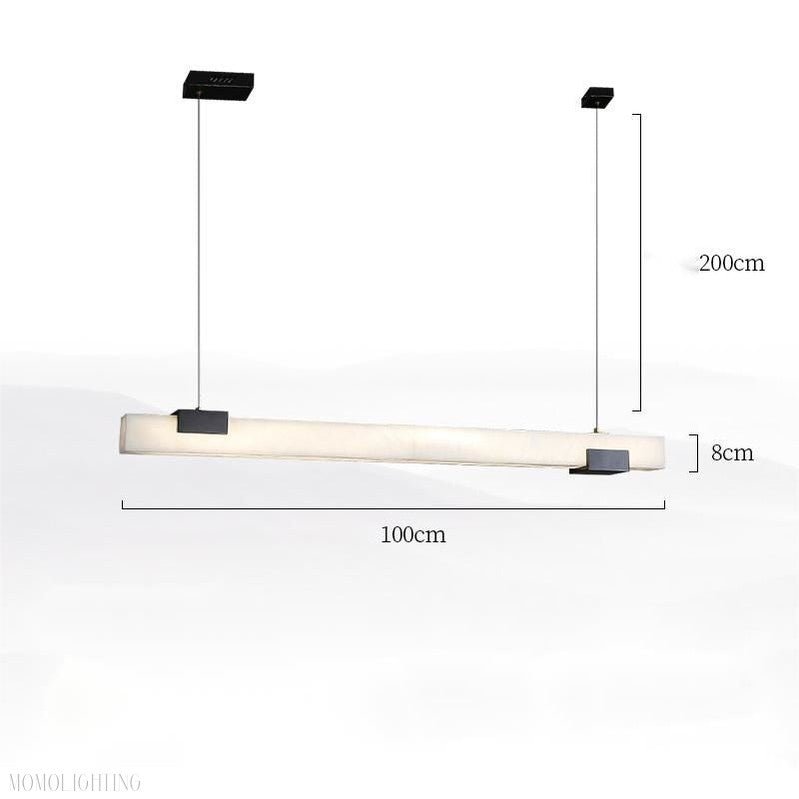 Alabaster Square Pillar Dining Chandelier-Nobipets