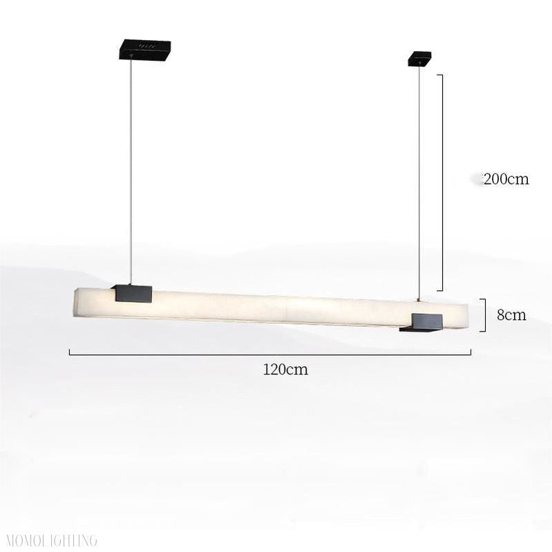 Alabaster Square Pillar Dining Chandelier-Nobipets