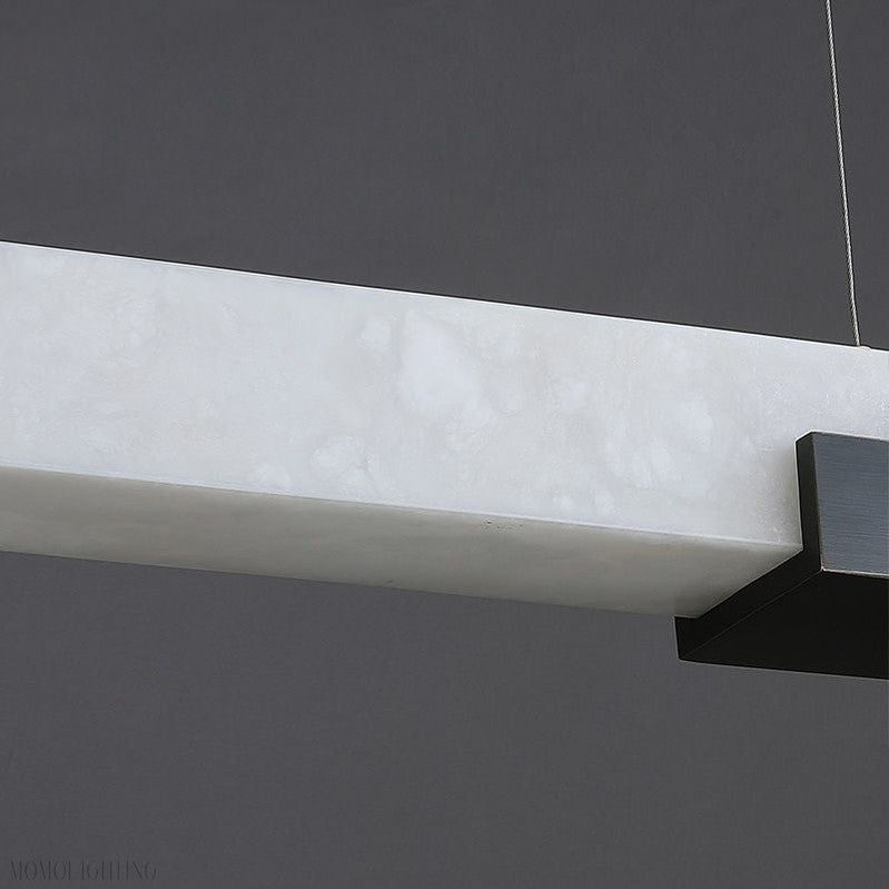 Alabaster Square Pillar Dining Chandelier-Nobipets