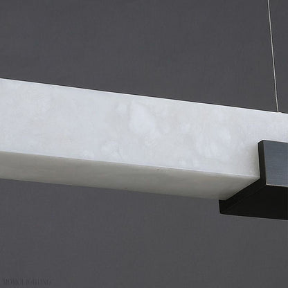 Alabaster Square Pillar Dining Chandelier-Nobipets